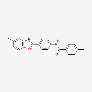 4-methyl-N-[4-(5-methyl-1,3-benzoxazol-2-yl)phenyl]benzamide