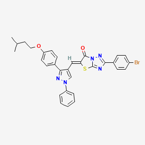 (5Z)-2-(4-bromophenyl)-5-({3-[4-(3-methylbutoxy)phenyl]-1-phenyl-1H-pyrazol-4-yl}methylidene)[1,3]thiazolo[3,2-b][1,2,4]triazol-6(5H)-one