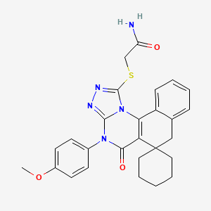 2-{[4-(4-methoxyphenyl)-5-oxo-5,7-dihydro-4H-spiro[benzo[h][1,2,4]triazolo[4,3-a]quinazoline-6,1'-cyclohexan]-1-yl]sulfanyl}acetamide