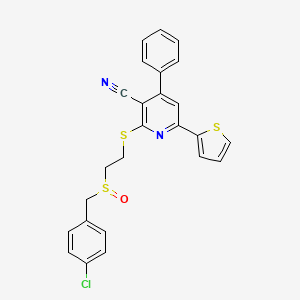 2-({2-[(4-Chlorobenzyl)sulfinyl]ethyl}sulfanyl)-4-phenyl-6-(thiophen-2-yl)pyridine-3-carbonitrile