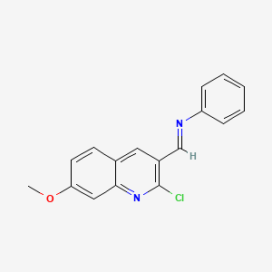 N-[(E)-(2-chloro-7-methoxyquinolin-3-yl)methylidene]aniline