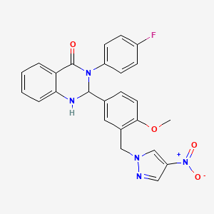 3-(4-fluorophenyl)-2-{4-methoxy-3-[(4-nitro-1H-pyrazol-1-yl)methyl]phenyl}-2,3-dihydroquinazolin-4(1H)-one