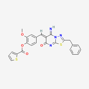 4-[(Z)-(2-benzyl-5-imino-7-oxo-5H-[1,3,4]thiadiazolo[3,2-a]pyrimidin-6(7H)-ylidene)methyl]-2-methoxyphenyl thiophene-2-carboxylate