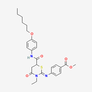 molecular formula C27H33N3O5S B11630181 methyl 4-{[(2Z)-3-ethyl-6-{[4-(hexyloxy)phenyl]carbamoyl}-4-oxo-1,3-thiazinan-2-ylidene]amino}benzoate 