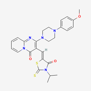 molecular formula C26H27N5O3S2 B11630195 3-[(Z)-(3-Isopropyl-4-oxo-2-thioxo-1,3-thiazolidin-5-ylidene)methyl]-2-[4-(4-methoxyphenyl)-1-piperazinyl]-4H-pyrido[1,2-A]pyrimidin-4-one 