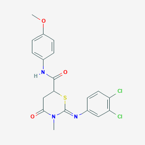 molecular formula C19H17Cl2N3O3S B11630196 (2Z)-2-[(3,4-dichlorophenyl)imino]-N-(4-methoxyphenyl)-3-methyl-4-oxo-1,3-thiazinane-6-carboxamide 