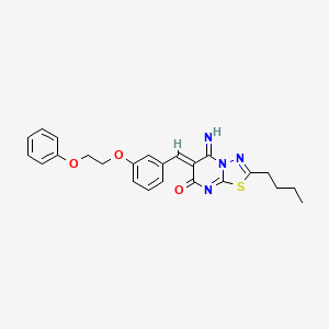 molecular formula C24H24N4O3S B11630198 (6Z)-2-butyl-5-imino-6-[3-(2-phenoxyethoxy)benzylidene]-5,6-dihydro-7H-[1,3,4]thiadiazolo[3,2-a]pyrimidin-7-one 