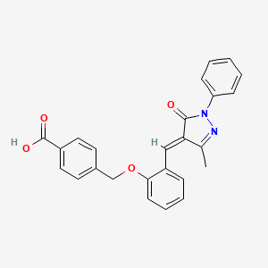 4-({2-[(E)-(3-methyl-5-oxo-1-phenyl-1,5-dihydro-4H-pyrazol-4-ylidene)methyl]phenoxy}methyl)benzoic acid