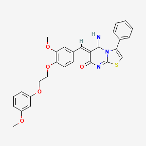 (6Z)-5-imino-6-{3-methoxy-4-[2-(3-methoxyphenoxy)ethoxy]benzylidene}-3-phenyl-5,6-dihydro-7H-[1,3]thiazolo[3,2-a]pyrimidin-7-one