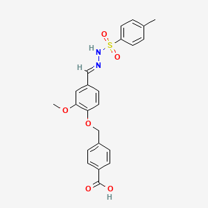 molecular formula C23H22N2O6S B11630209 4-{[2-methoxy-4-((E)-{[(4-methylphenyl)sulfonyl]hydrazono}methyl)phenoxy]methyl}benzoic acid 