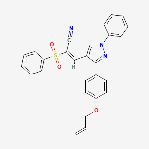 (2E)-3-{1-phenyl-3-[4-(prop-2-en-1-yloxy)phenyl]-1H-pyrazol-4-yl}-2-(phenylsulfonyl)prop-2-enenitrile