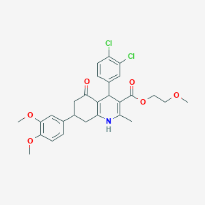 2-Methoxyethyl 4-(3,4-dichlorophenyl)-7-(3,4-dimethoxyphenyl)-2-methyl-5-oxo-1,4,5,6,7,8-hexahydroquinoline-3-carboxylate