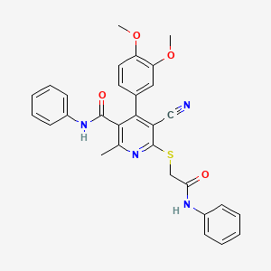 molecular formula C30H26N4O4S B11630227 5-cyano-4-(3,4-dimethoxyphenyl)-2-methyl-6-{[2-oxo-2-(phenylamino)ethyl]sulfanyl}-N-phenylpyridine-3-carboxamide 