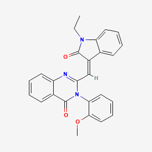 molecular formula C26H21N3O3 B11630239 2-[(Z)-(1-ethyl-2-oxo-1,2-dihydro-3H-indol-3-ylidene)methyl]-3-(2-methoxyphenyl)quinazolin-4(3H)-one 