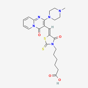 6-[(5Z)-5-{[2-(4-methylpiperazin-1-yl)-4-oxo-4H-pyrido[1,2-a]pyrimidin-3-yl]methylidene}-4-oxo-2-thioxo-1,3-thiazolidin-3-yl]hexanoic acid