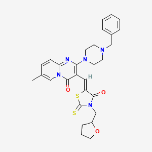 2-(4-benzylpiperazin-1-yl)-7-methyl-3-{(Z)-[4-oxo-3-(tetrahydrofuran-2-ylmethyl)-2-thioxo-1,3-thiazolidin-5-ylidene]methyl}-4H-pyrido[1,2-a]pyrimidin-4-one