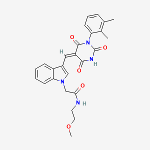 molecular formula C26H26N4O5 B11630332 2-(3-{(E)-[1-(2,3-dimethylphenyl)-2,4,6-trioxotetrahydropyrimidin-5(2H)-ylidene]methyl}-1H-indol-1-yl)-N-(2-methoxyethyl)acetamide 