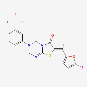 molecular formula C17H11F3IN3O2S B11630335 (7Z)-7-[(5-iodofuran-2-yl)methylidene]-3-[3-(trifluoromethyl)phenyl]-3,4-dihydro-2H-[1,3]thiazolo[3,2-a][1,3,5]triazin-6(7H)-one 