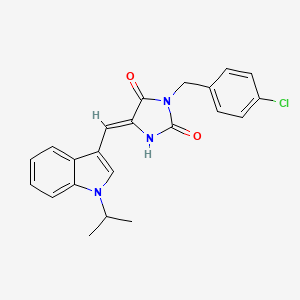 molecular formula C22H20ClN3O2 B11630350 (5Z)-3-(4-chlorobenzyl)-5-{[1-(propan-2-yl)-1H-indol-3-yl]methylidene}imidazolidine-2,4-dione 