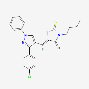 molecular formula C23H20ClN3OS2 B11630357 (5Z)-3-butyl-5-{[3-(4-chlorophenyl)-1-phenyl-1H-pyrazol-4-yl]methylene}-2-thioxo-1,3-thiazolidin-4-one 