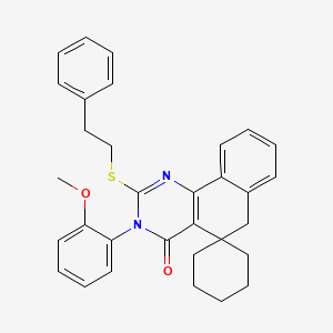 molecular formula C32H32N2O2S B11630363 3-(2-Methoxyphenyl)-2-[(2-phenylethyl)sulfanyl]-4,6-dihydro-3H-spiro[benzo[H]quinazoline-5,1'-cyclohexan]-4-one 