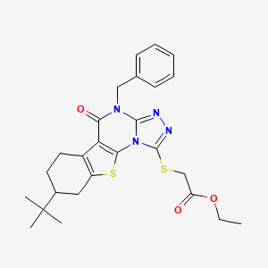 Ethyl 2-{[4-benzyl-8-(tert-butyl)-5-oxo-4,5,6,7,8,9-hexahydro[1]benzothieno[3,2-E][1,2,4]triazolo[4,3-A]pyrimidin-1-YL]sulfanyl}acetate