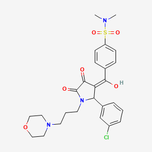 molecular formula C26H30ClN3O6S B11630423 4-({2-(3-chlorophenyl)-4-hydroxy-1-[3-(morpholin-4-yl)propyl]-5-oxo-2,5-dihydro-1H-pyrrol-3-yl}carbonyl)-N,N-dimethylbenzenesulfonamide 