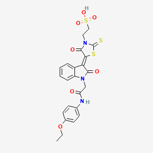 2-[(5Z)-5-(1-{2-[(4-ethoxyphenyl)amino]-2-oxoethyl}-2-oxo-1,2-dihydro-3H-indol-3-ylidene)-4-oxo-2-thioxo-1,3-thiazolidin-3-yl]ethanesulfonic acid