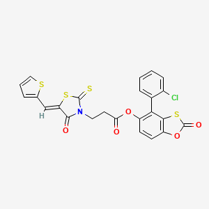 4-(2-chlorophenyl)-2-oxo-1,3-benzoxathiol-5-yl 3-[(5Z)-4-oxo-5-(thiophen-2-ylmethylidene)-2-thioxo-1,3-thiazolidin-3-yl]propanoate