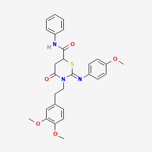 (2Z)-3-[2-(3,4-dimethoxyphenyl)ethyl]-2-[(4-methoxyphenyl)imino]-4-oxo-N-phenyl-1,3-thiazinane-6-carboxamide