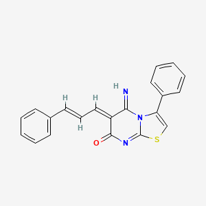 (6Z)-5-imino-3-phenyl-6-[(2E)-3-phenylprop-2-en-1-ylidene]-5,6-dihydro-7H-[1,3]thiazolo[3,2-a]pyrimidin-7-one