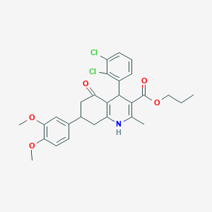 Propyl 4-(2,3-dichlorophenyl)-7-(3,4-dimethoxyphenyl)-2-methyl-5-oxo-1,4,5,6,7,8-hexahydroquinoline-3-carboxylate