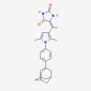 molecular formula C26H29N3O2 B11630479 (5E)-5-({1-[4-(Adamantan-1-YL)phenyl]-2,5-dimethyl-1H-pyrrol-3-YL}methylidene)imidazolidine-2,4-dione 