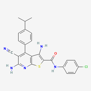 molecular formula C24H20ClN5OS B11630493 3,6-diamino-N-(4-chlorophenyl)-5-cyano-4-[4-(propan-2-yl)phenyl]thieno[2,3-b]pyridine-2-carboxamide 