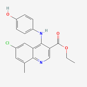 molecular formula C19H17ClN2O3 B11630497 Ethyl 6-chloro-4-[(4-hydroxyphenyl)amino]-8-methylquinoline-3-carboxylate 