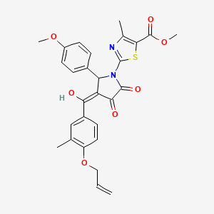 molecular formula C28H26N2O7S B11630505 methyl 2-[3-hydroxy-5-(4-methoxyphenyl)-4-{[3-methyl-4-(prop-2-en-1-yloxy)phenyl]carbonyl}-2-oxo-2,5-dihydro-1H-pyrrol-1-yl]-4-methyl-1,3-thiazole-5-carboxylate 