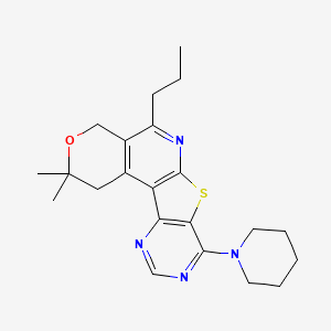 4,4-dimethyl-13-piperidin-1-yl-8-propyl-5-oxa-11-thia-9,14,16-triazatetracyclo[8.7.0.02,7.012,17]heptadeca-1(10),2(7),8,12(17),13,15-hexaene