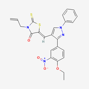 molecular formula C24H20N4O4S2 B11630543 (5Z)-3-allyl-5-{[3-(4-ethoxy-3-nitrophenyl)-1-phenyl-1H-pyrazol-4-yl]methylene}-2-thioxo-1,3-thiazolidin-4-one 