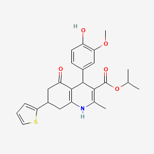 Propan-2-yl 4-(4-hydroxy-3-methoxyphenyl)-2-methyl-5-oxo-7-(thiophen-2-yl)-1,4,5,6,7,8-hexahydroquinoline-3-carboxylate