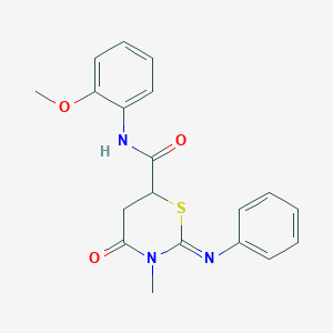 molecular formula C19H19N3O3S B11630558 (2Z)-N-(2-methoxyphenyl)-3-methyl-4-oxo-2-(phenylimino)-1,3-thiazinane-6-carboxamide 