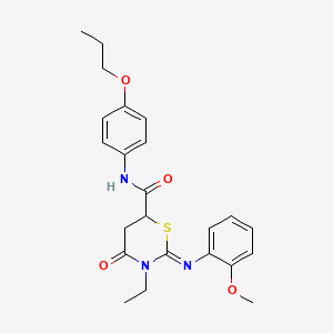 (2Z)-3-ethyl-2-[(2-methoxyphenyl)imino]-4-oxo-N-(4-propoxyphenyl)-1,3-thiazinane-6-carboxamide