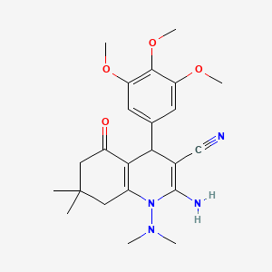 molecular formula C23H30N4O4 B11630640 2-Amino-1-(dimethylamino)-7,7-dimethyl-5-oxo-4-(3,4,5-trimethoxyphenyl)-1,4,5,6,7,8-hexahydroquinoline-3-carbonitrile 