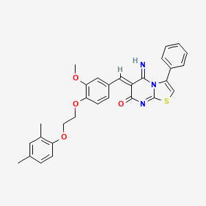 (6Z)-6-{4-[2-(2,4-dimethylphenoxy)ethoxy]-3-methoxybenzylidene}-5-imino-3-phenyl-5,6-dihydro-7H-[1,3]thiazolo[3,2-a]pyrimidin-7-one