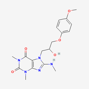 molecular formula C18H23N5O5 B11630688 7-(2-hydroxy-3-(4-methoxyphenoxy)propyl)-1,3-dimethyl-8-(methylamino)-1H-purine-2,6(3H,7H)-dione 