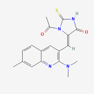 molecular formula C18H18N4O2S B11630701 (5Z)-1-Acetyl-5-{[2-(dimethylamino)-7-methylquinolin-3-YL]methylidene}-2-sulfanylideneimidazolidin-4-one 