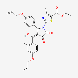 molecular formula C31H32N2O7S B11630702 ethyl 2-{3-hydroxy-4-[(2-methyl-4-propoxyphenyl)carbonyl]-2-oxo-5-[4-(prop-2-en-1-yloxy)phenyl]-2,5-dihydro-1H-pyrrol-1-yl}-4-methyl-1,3-thiazole-5-carboxylate 