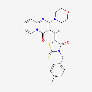 molecular formula C24H22N4O3S2 B11630715 3-{(Z)-[3-(4-methylbenzyl)-4-oxo-2-thioxo-1,3-thiazolidin-5-ylidene]methyl}-2-(morpholin-4-yl)-4H-pyrido[1,2-a]pyrimidin-4-one 