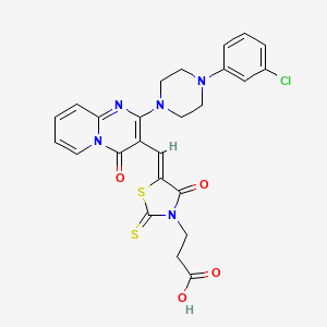 molecular formula C25H22ClN5O4S2 B11630716 3-[(5Z)-5-({2-[4-(3-Chlorophenyl)-1-piperazinyl]-4-oxo-4H-pyrido[1,2-A]pyrimidin-3-YL}methylene)-4-oxo-2-thioxo-1,3-thiazolidin-3-YL]propanoic acid 