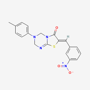 (7Z)-3-(4-methylphenyl)-7-(3-nitrobenzylidene)-3,4-dihydro-2H-[1,3]thiazolo[3,2-a][1,3,5]triazin-6(7H)-one