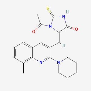 molecular formula C21H22N4O2S B11630753 (5Z)-1-acetyl-5-{[8-methyl-2-(piperidin-1-yl)quinolin-3-yl]methylidene}-2-sulfanyl-1,5-dihydro-4H-imidazol-4-one 